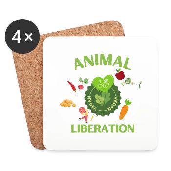 Animal Liberation, organic vegan - Coasters (set of 4) - white - Front