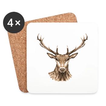 Cerf - Dessous de verre (lot de 4) - blanc - Devant