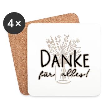 Danke für alles Blumen - Untersetzer (4er-Set) - Weiß - Vorne