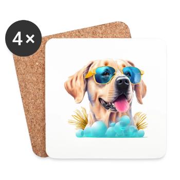 Labrador mit Sonnenbrille - Untersetzer (4er-Set) - Weiß - Vorne