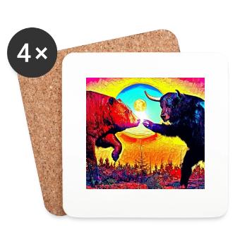 Bull vs. Bear - Coasters (set of 4) - white - Front