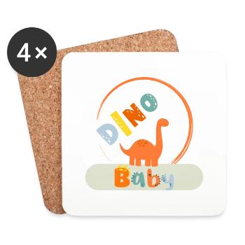 Dino Bébé - Dessous de verre (lot de 4) - blanc - Devant