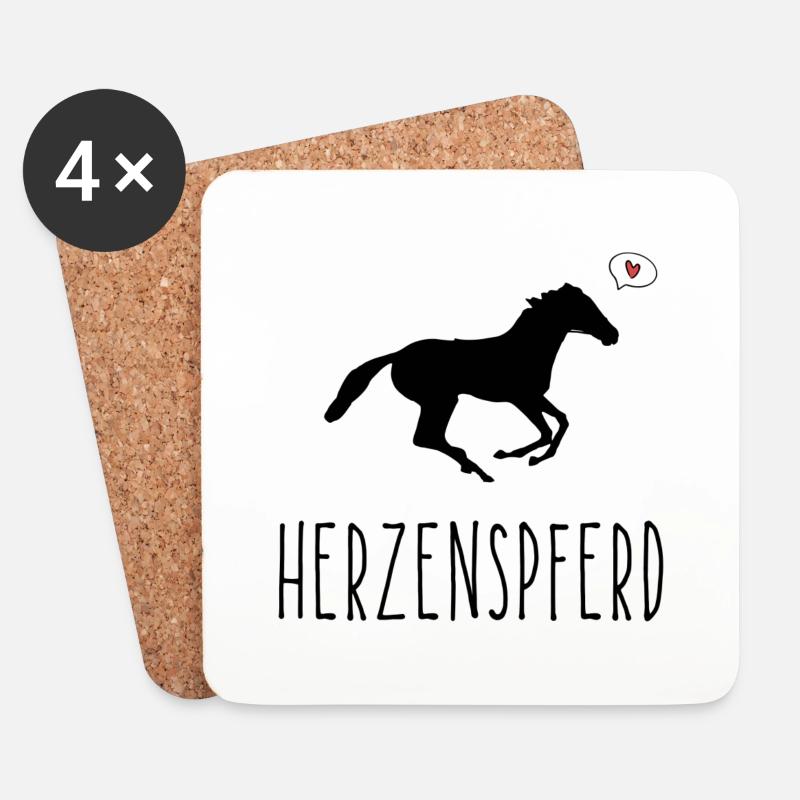 Pferdesprüche Pferdekopf Reiterin Reitsprüche - Untersetzer (4er-Set) - Weiß