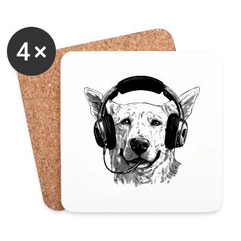 Jack le chien audiophile - Dessous de verre (lot de 4) - blanc - Devant