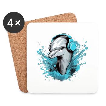 Jerko the audiophile dolphin - Coasters (set of 4) - white - Front