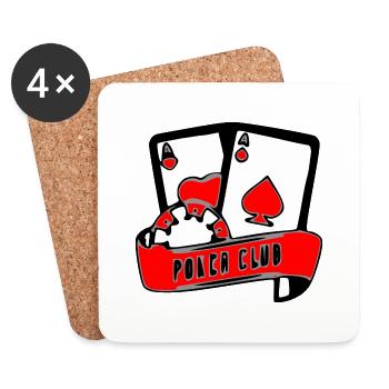 Poker Cartes Rouge - Dessous de verre (lot de 4) - blanc - Devant