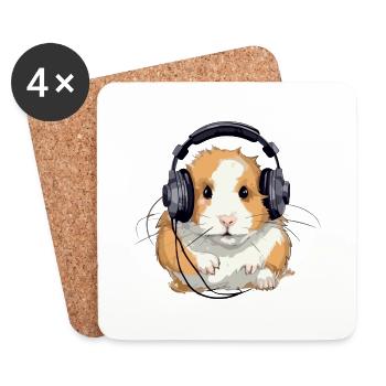 Mike, der audiophile Hasmter - Untersetzer (4er-Set) - Weiß - Vorne