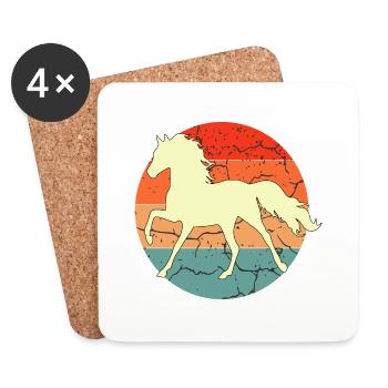 Vintage Retro Horse Sunset pour les amateurs de chevaux - Dessous de verre (lot de 4) - blanc - Devant