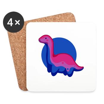 hugadino bi Dino, süßer Dinosaurier - Untersetzer (4er-Set) - Weiß - Vorne