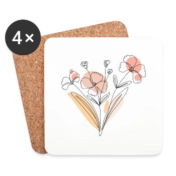 Fleurs sauvages Bouquet Nature Fleurs - Dessous de verre (lot de 4) - blanc - Devant