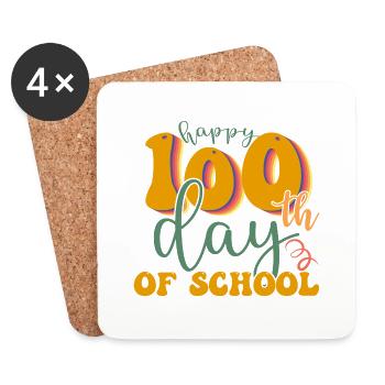 Bonne 100e journée d’école - Dessous de verre (lot de 4) - blanc - Devant