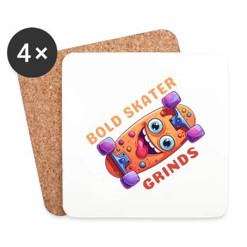 Bold Skater Grinds - Skateboard - Coasters (set of 4) - white - Front