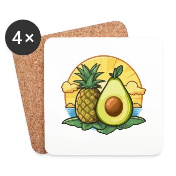Avocat Ananas été - Dessous de verre (lot de 4) - blanc - Devant