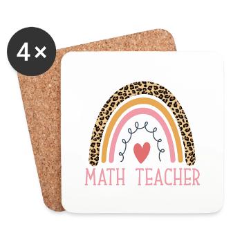 Leopard Rainbow Math Teacher Professor - Coasters (set of 4) - white - Front