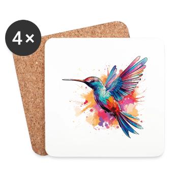 Exotischer Kolibri: Leuchtende Farbwelten - Untersetzer (4er-Set) - Weiß - Vorne