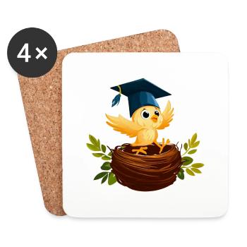 Farewell to the school nest: A bird on its last - Coasters (set of 4) - white - Front