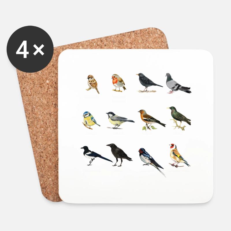 Heimische Vogelarten Deutschland - Untersetzer (4er-Set) - Weiß