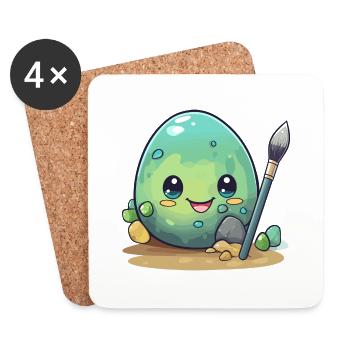 Egg with brush - Coasters (set of 4) - white - Front