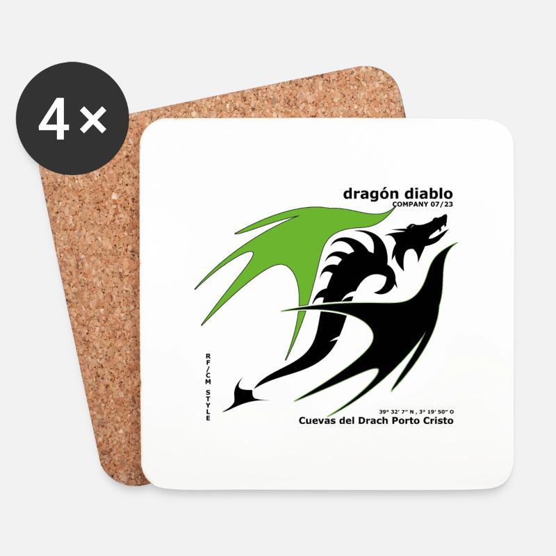 Drachenshirt - Untersetzer (4er-Set) - Weiß