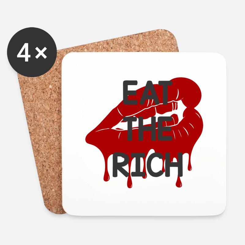 EAT THE RICH - 🍴 - Untersetzer (4er-Set) - Weiß