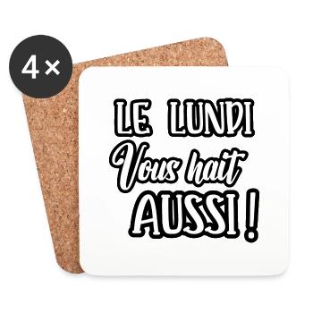 le lundi vous hait aussi - Dessous de verre (lot de 4) - blanc - Devant