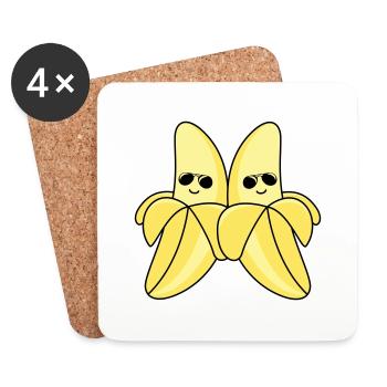 Bananes fraîches - Dessous de verre (lot de 4) - blanc - Devant