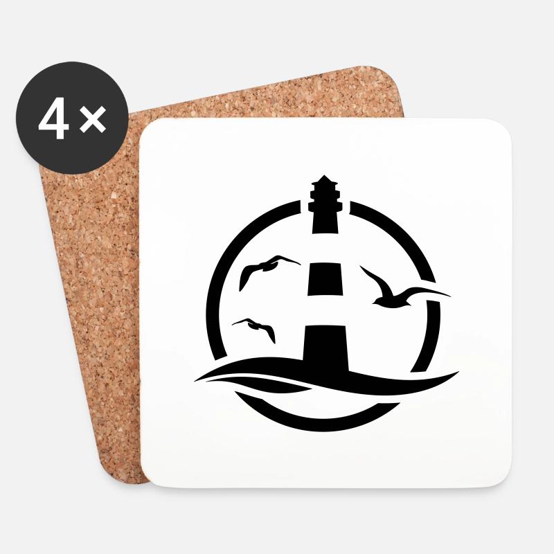 Leuchtturm - Untersetzer (4er-Set) - Weiß