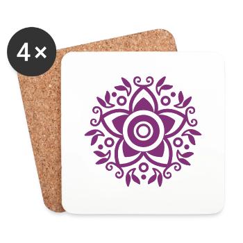 Rose de vie - Dessous de verre (lot de 4) - blanc - Devant