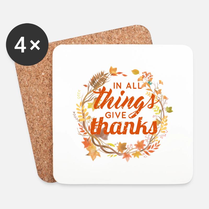 Thanksgiving in all things give thanks - Untersetzer (4er-Set) - Weiß