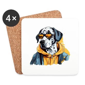 Hero Sketch | Dalmatian Firefighter - Coasters (set of 4) - white - Front