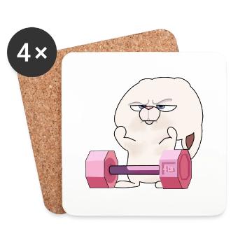 Drôle de lapin de gym - Dessous de verre (lot de 4) - blanc - Devant
