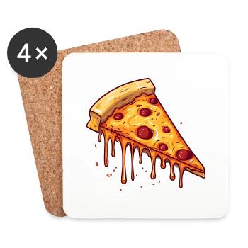 Pizza - Dessous de verre (lot de 4) - blanc - Devant