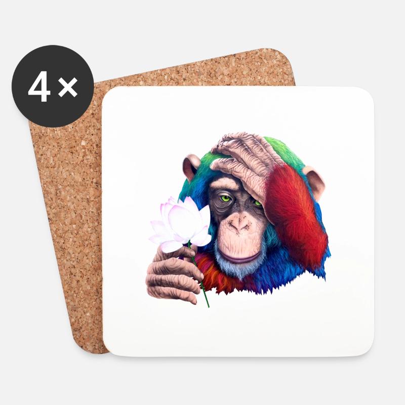 Monkey Loves Nature - Graffiti - Untersetzer (4er-Set) - Weiß