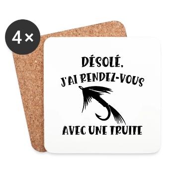 rendez-vous avec une truite - Dessous de verre (lot de 4) - blanc - Devant