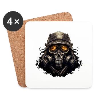 Gasmaske Soldat - Untersetzer (4er-Set) - Weiß - Vorne