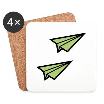 Avion en papier 2 - Dessous de verre (lot de 4) - blanc - Devant