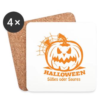 gruseliger Kürbis im Halloween Design - Untersetzer (4er-Set) - Weiß - Vorne