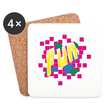 80er Jahre fun SpaßDisco dance Miami Retro Vintage - Untersetzer (4er-Set) - Weiß - Vorne