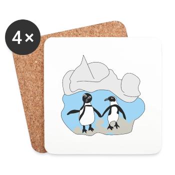 Deux pingouins - Dessous de verre (lot de 4) - blanc - Devant