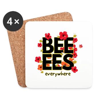 Beeees are everywhere Design - Untersetzer (4er-Set) - Weiß - Vorne