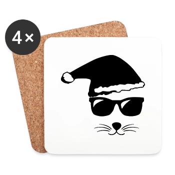 Christmas cat - Coasters (set of 4) - white - Front