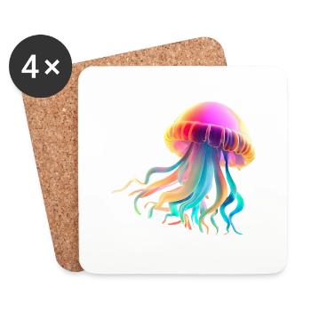 Jellyfish Jellyfish Sea Creature Diving Colorful Gift - Coasters (set of 4) - white - Front