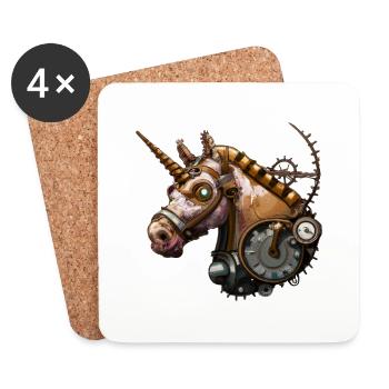 Steampunk Unicorn - Coasters (set of 4) - white - Front