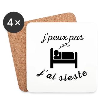 Je peux pas j'ai sieste - Dessous de verre (lot de 4) - blanc - Devant