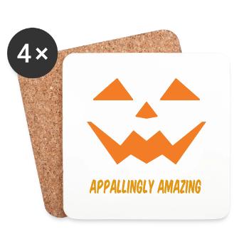 Halloween Pumpkin Jack O Lantern Scary Pumpkins - Coasters (set of 4) - white - Front