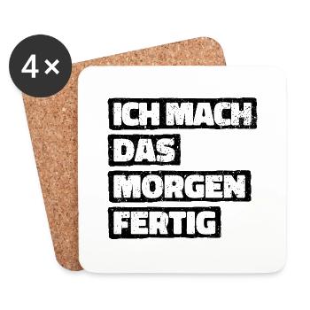 Witziges "Ich Mach Das Morgen Fertig" Design - Untersetzer (4er-Set) - Weiß - Vorne