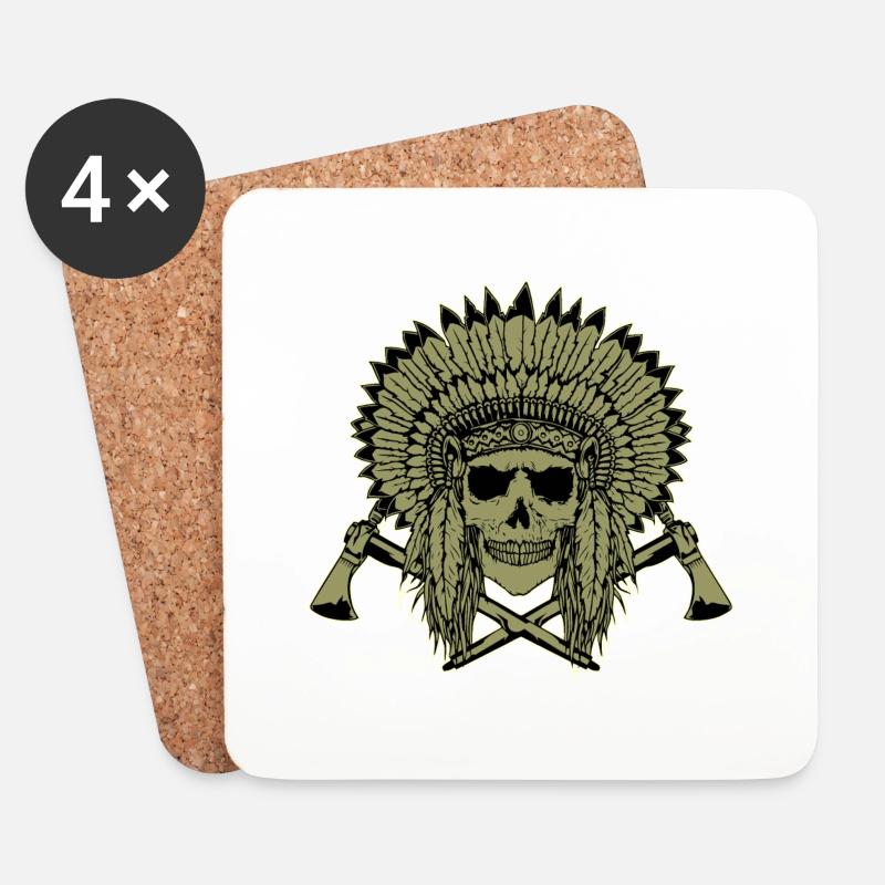 American Native Tomahawk - Untersetzer (4er-Set) - Weiß
