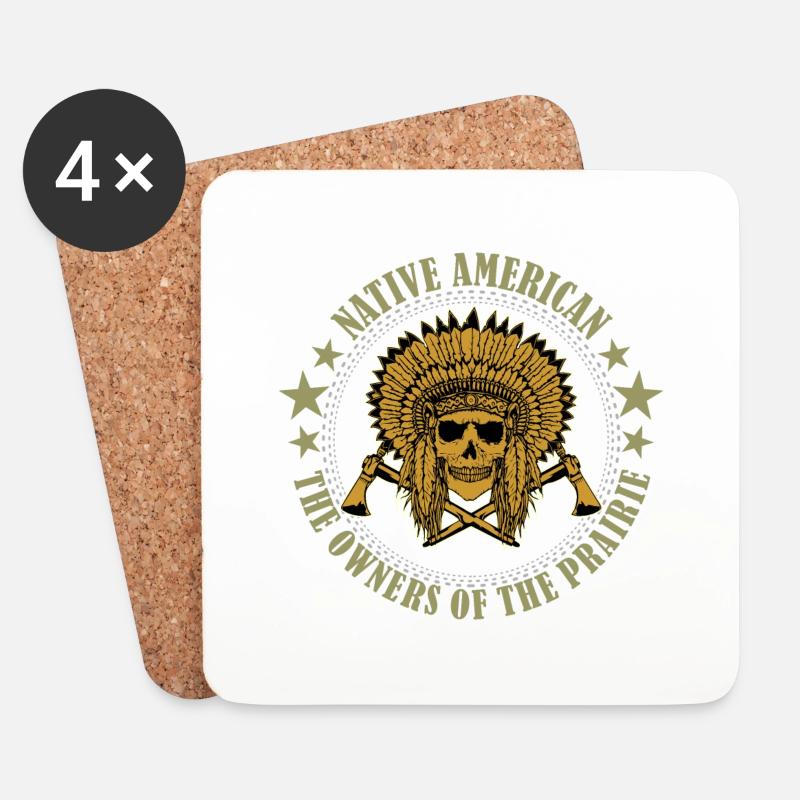 American Native Tomahawk Prairie - Untersetzer (4er-Set) - Weiß