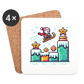 Pixel Winter Wonderland : le pays des neiges rétro du jeu - Dessous de verre (lot de 4) - blanc - Devant
