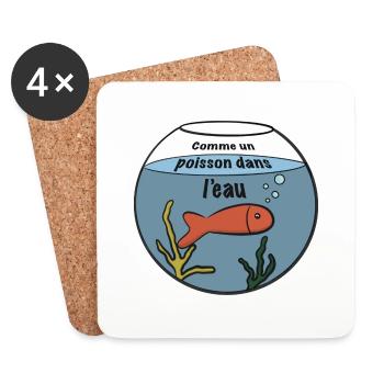 Comme un poisson dans l'eau - Dessous de verre (lot de 4) - blanc - Devant